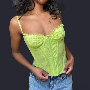 Urban Outfitters Neon Green Lace Camisole